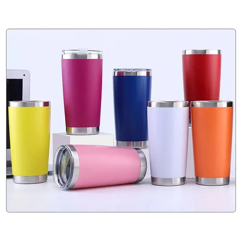 20oz High Color Double Layer Stainless Steel Insulated Cup Car Cup Ice Cream Cup Beer Cup Outdoor Portable Water Cup