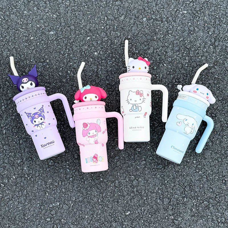 1pc Hello Kitty Insulated Car Cup (700ML) - Cute Double-Walled Cup for Cold Retention, Suitable for Outdoor & Office Use, with B