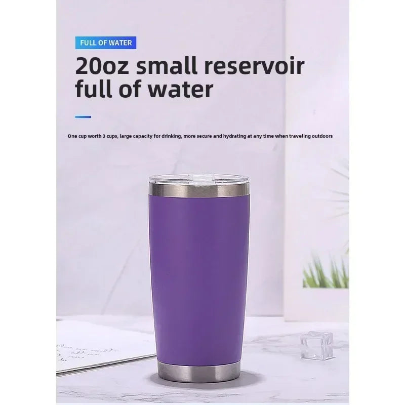 20oz High Color Double Layer Stainless Steel Insulated Cup Car Cup Ice Cream Cup Beer Cup Outdoor Portable Water Cup