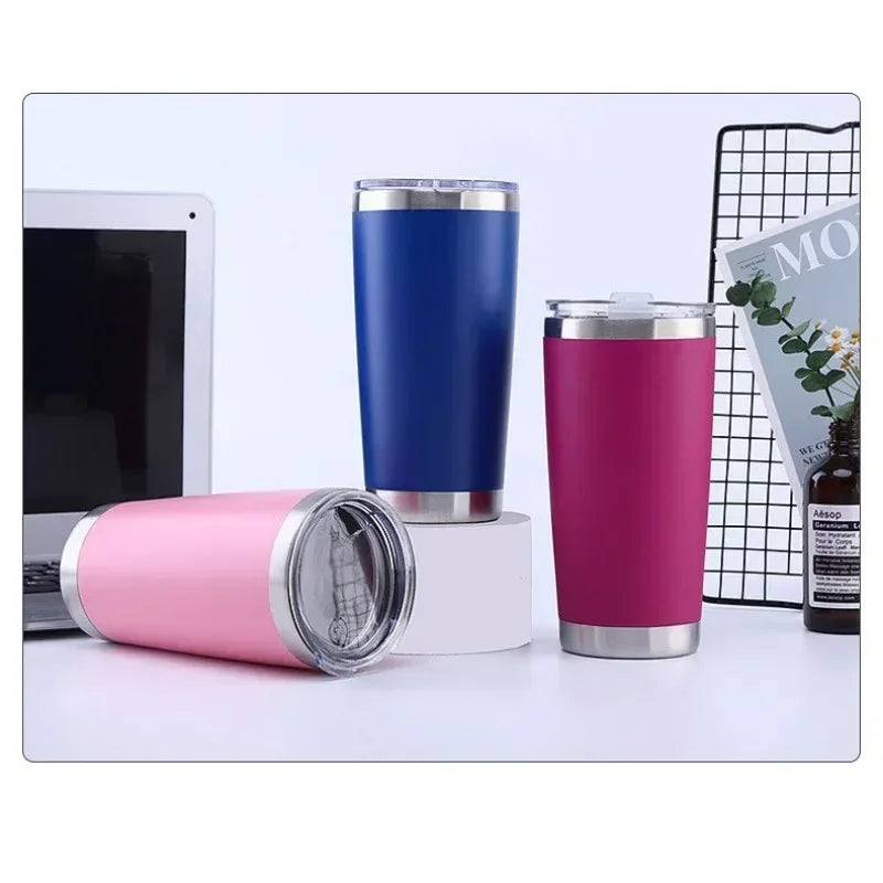 20oz High Color Double Layer Stainless Steel Insulated Cup Car Cup Ice Cream Cup Beer Cup Outdoor Portable Water Cup