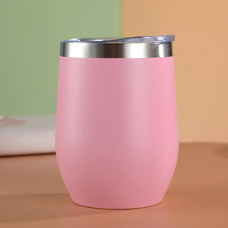 360ml Double Wall Vacuum Insulated Cup 304 Stainless Steel Eggshell Wine Tumbler for Coffee Tea Red Wine Office Home Travel