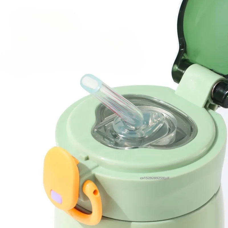 1pc 320/460ML Stainless Steel Thermal Bottle Portable Kids Straw Mug Cold and Hot Thermal Thermos Student Water Bottle