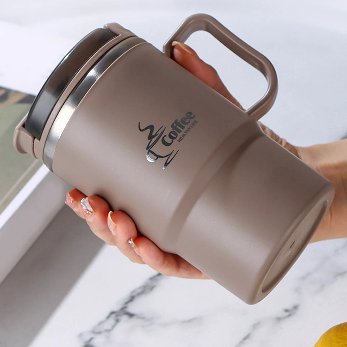 450/500ml 304 Stainless Steel Coffee Cup With Strainer & Spoon Double Wall Insulated Mug Student Portable Drinking Cup Drinkware