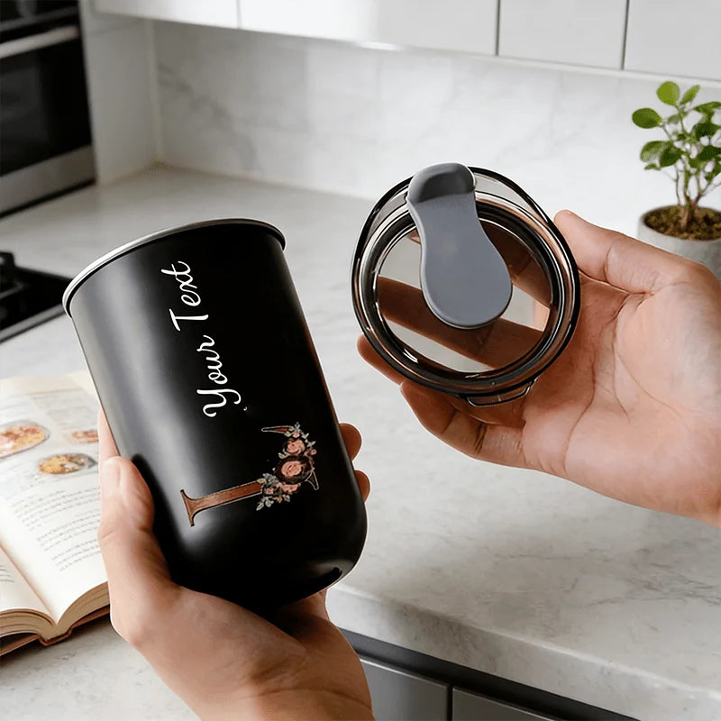Custom Initial Letter Cup,Personalized Text Custom Stainless Steel Travel Mug,Insulated Coffee Cup for Outdoor Picnic Gift.