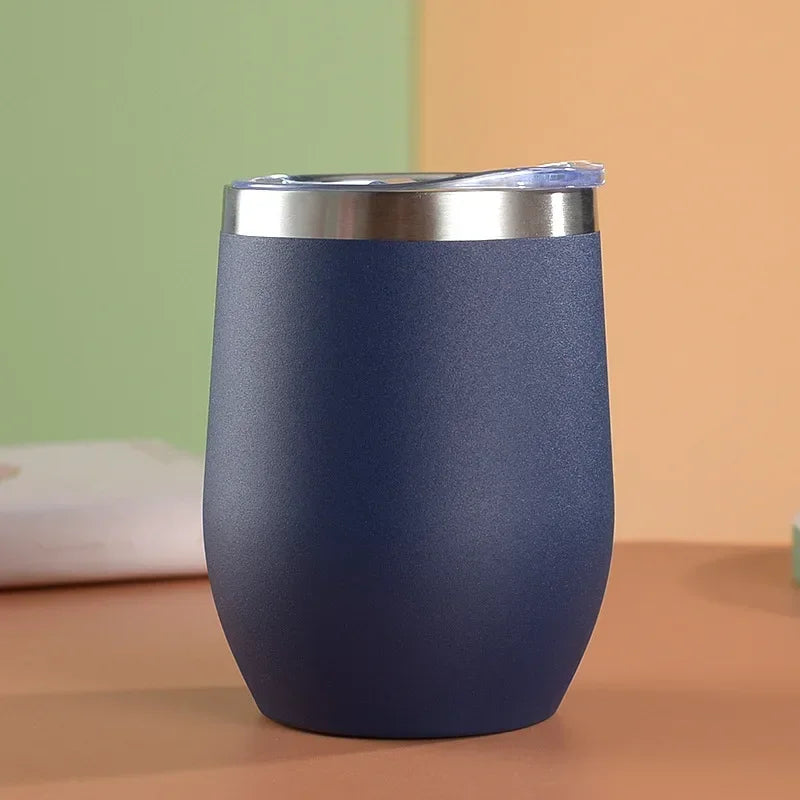 360ml Double Wall Vacuum Insulated Cup 304 Stainless Steel Eggshell Wine Tumbler for Coffee Tea Red Wine Office Home Travel