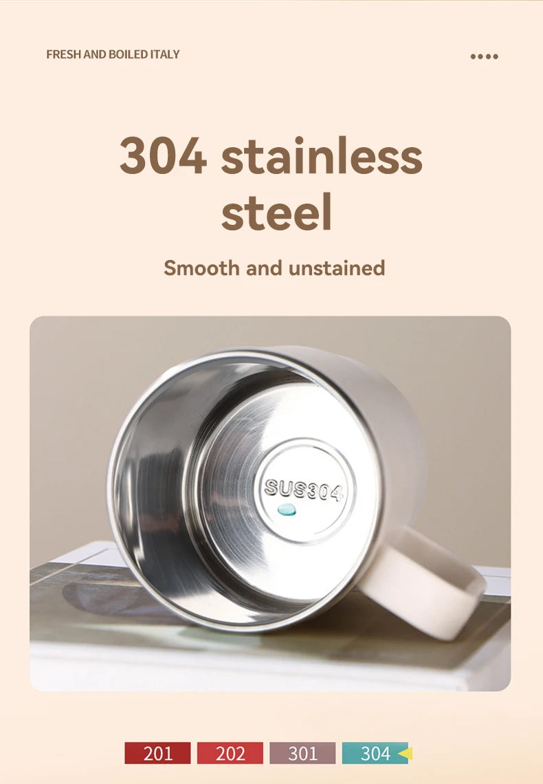 450/500ml 304 Stainless Steel Coffee Cup With Strainer & Spoon Double Wall Insulated Mug Student Portable Drinking Cup Drinkware