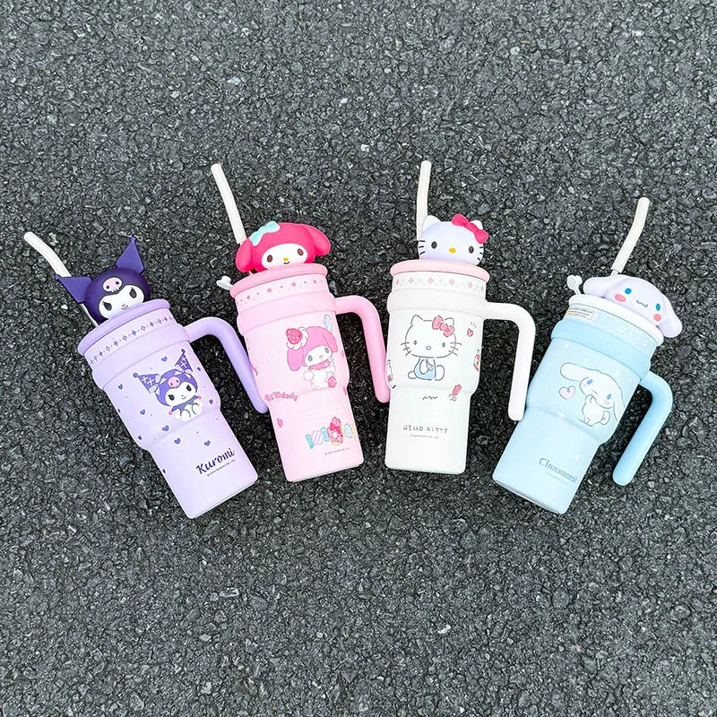 1pc Hello Kitty Insulated Car Cup (700ML) - Cute Double-Walled Cup for Cold Retention, Suitable for Outdoor & Office Use, with B