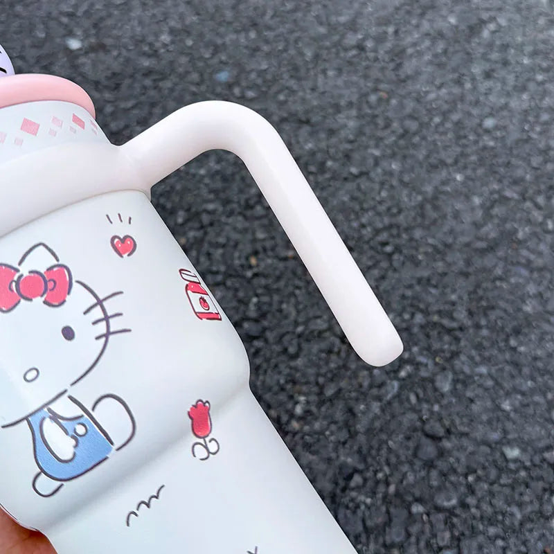 1pc Hello Kitty Insulated Car Cup (700ML) - Cute Double-Walled Cup for Cold Retention, Suitable for Outdoor & Office Use, with B