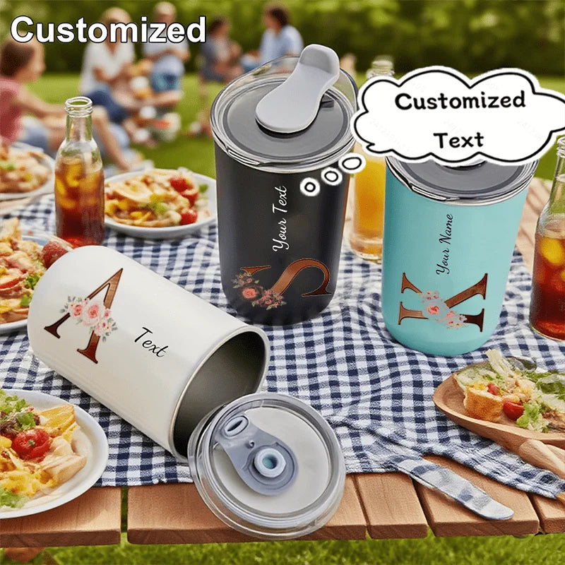 Custom Initial Letter Cup,Personalized Text Custom Stainless Steel Travel Mug,Insulated Coffee Cup for Outdoor Picnic Gift.