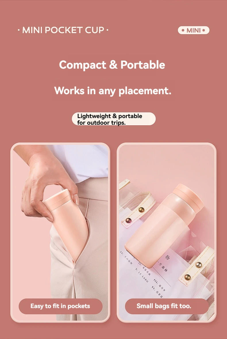 200ML/300ML Mini Insulated Cup Stainless Steel Pocket Cup Car Vacuum Flasks Coffee Cup Portable Leak-proof Thermal Water Bottle