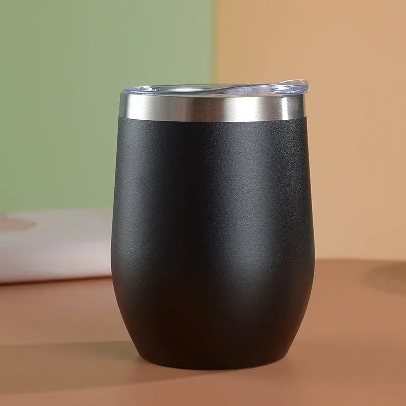 360ml Double Wall Vacuum Insulated Cup 304 Stainless Steel Eggshell Wine Tumbler for Coffee Tea Red Wine Office Home Travel