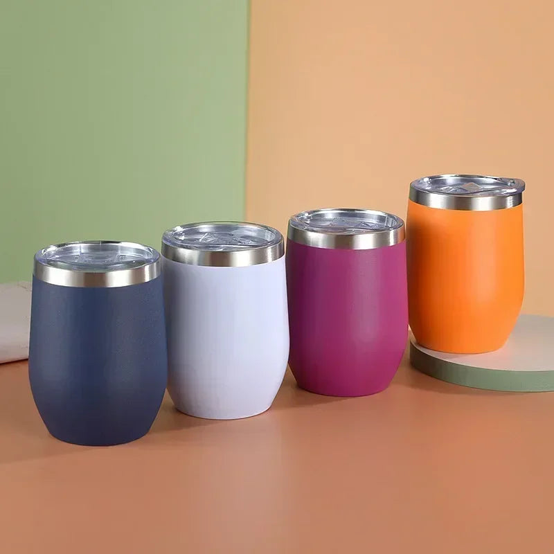 360ml Double Wall Vacuum Insulated Cup 304 Stainless Steel Eggshell Wine Tumbler for Coffee Tea Red Wine Office Home Travel