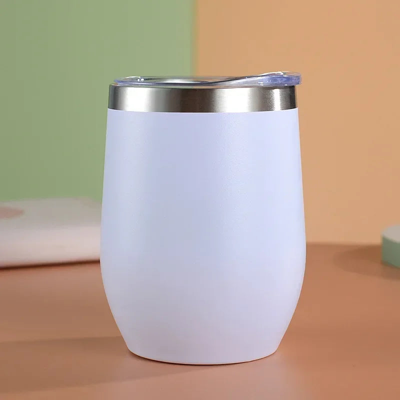 360ml Double Wall Vacuum Insulated Cup 304 Stainless Steel Eggshell Wine Tumbler for Coffee Tea Red Wine Office Home Travel