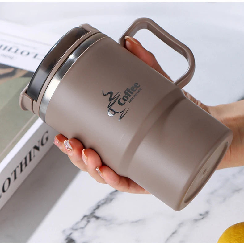 450/500ml 304 Stainless Steel Coffee Cup With Strainer & Spoon Double Wall Insulated Mug Student Portable Drinking Cup Drinkware