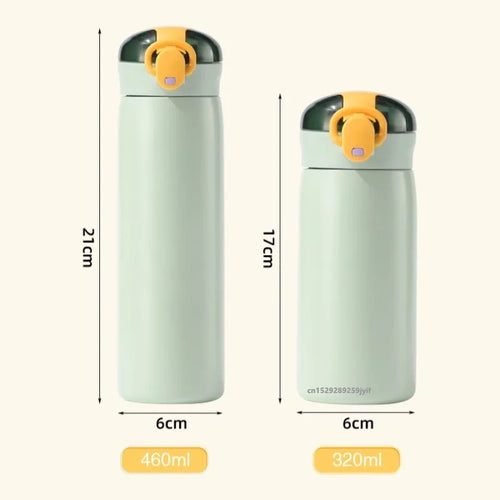 1pc 320/460ML Stainless Steel Thermal Bottle Portable Kids Straw Mug Cold and Hot Thermal Thermos Student Water Bottle