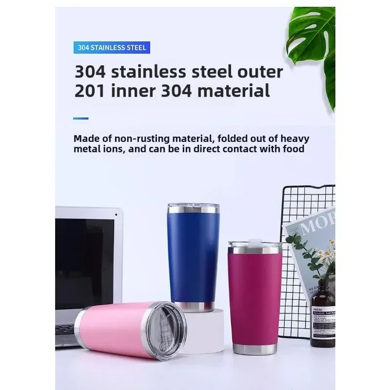 20oz High Color Double Layer Stainless Steel Insulated Cup Car Cup Ice Cream Cup Beer Cup Outdoor Portable Water Cup