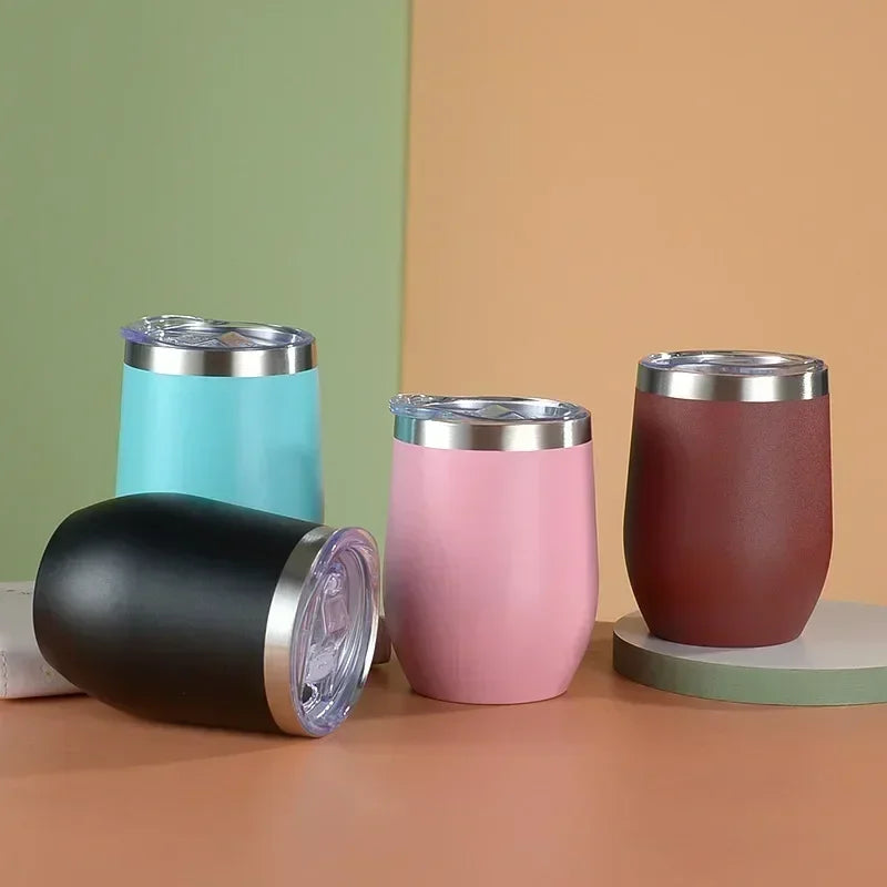 360ml Double Wall Vacuum Insulated Cup 304 Stainless Steel Eggshell Wine Tumbler for Coffee Tea Red Wine Office Home Travel