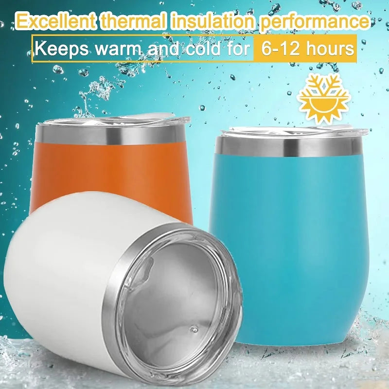 360ml Double Wall Vacuum Insulated Cup 304 Stainless Steel Eggshell Wine Tumbler for Coffee Tea Red Wine Office Home Travel