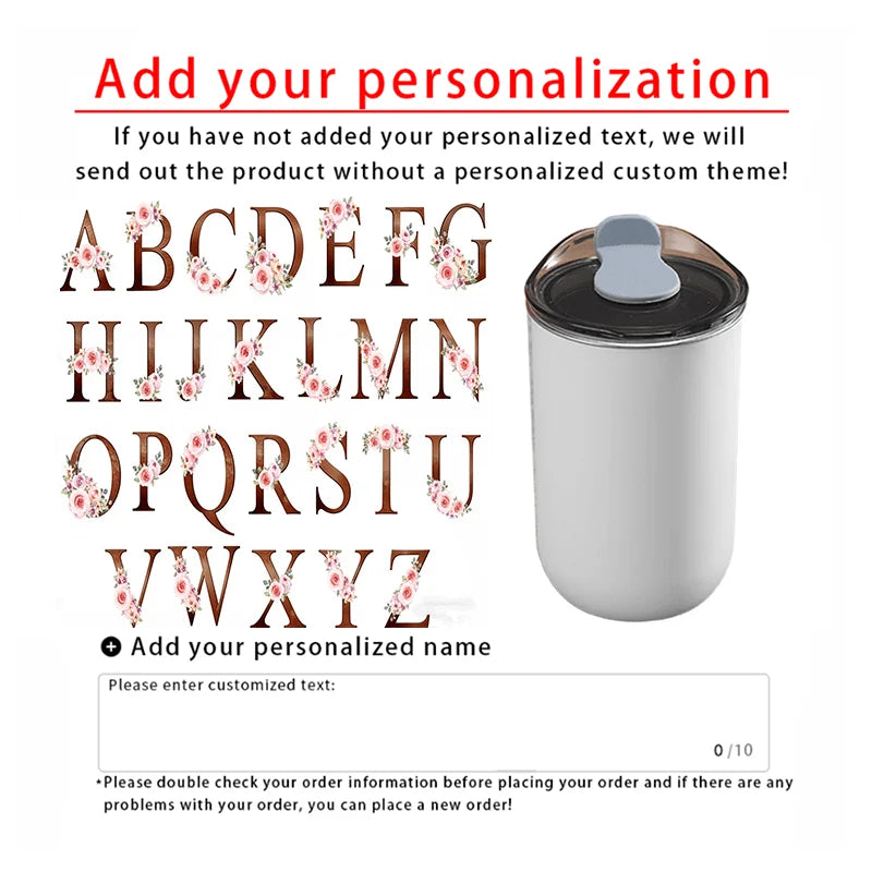 Custom Initial Letter Cup,Personalized Text Custom Stainless Steel Travel Mug,Insulated Coffee Cup for Outdoor Picnic Gift.