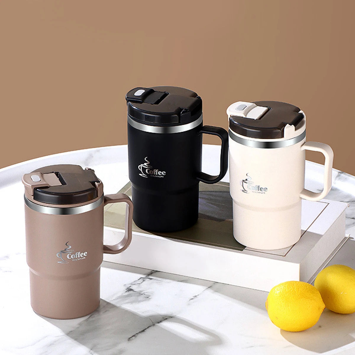 450/500ml 304 Stainless Steel Coffee Cup With Strainer & Spoon Double Wall Insulated Mug Student Portable Drinking Cup Drinkware