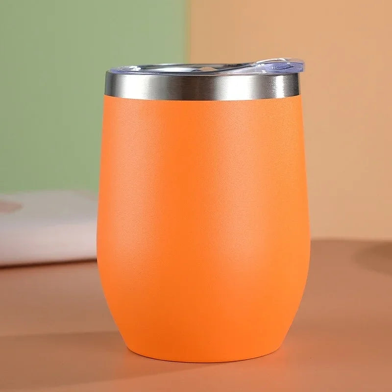 360ml Double Wall Vacuum Insulated Cup 304 Stainless Steel Eggshell Wine Tumbler for Coffee Tea Red Wine Office Home Travel
