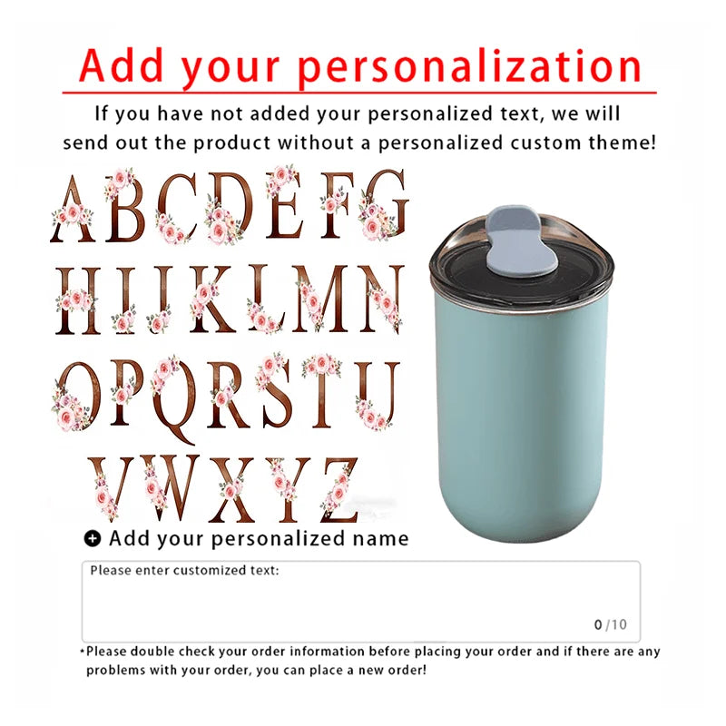 Custom Initial Letter Cup,Personalized Text Custom Stainless Steel Travel Mug,Insulated Coffee Cup for Outdoor Picnic Gift.