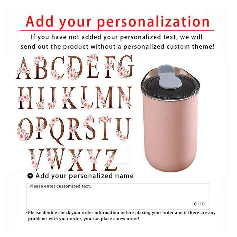 Custom Initial Letter Cup,Personalized Text Custom Stainless Steel Travel Mug,Insulated Coffee Cup for Outdoor Picnic Gift.