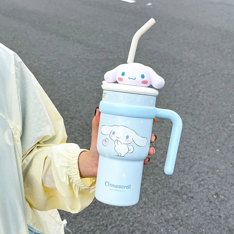 1pc Hello Kitty Insulated Car Cup (700ML) - Cute Double-Walled Cup for Cold Retention, Suitable for Outdoor & Office Use, with B