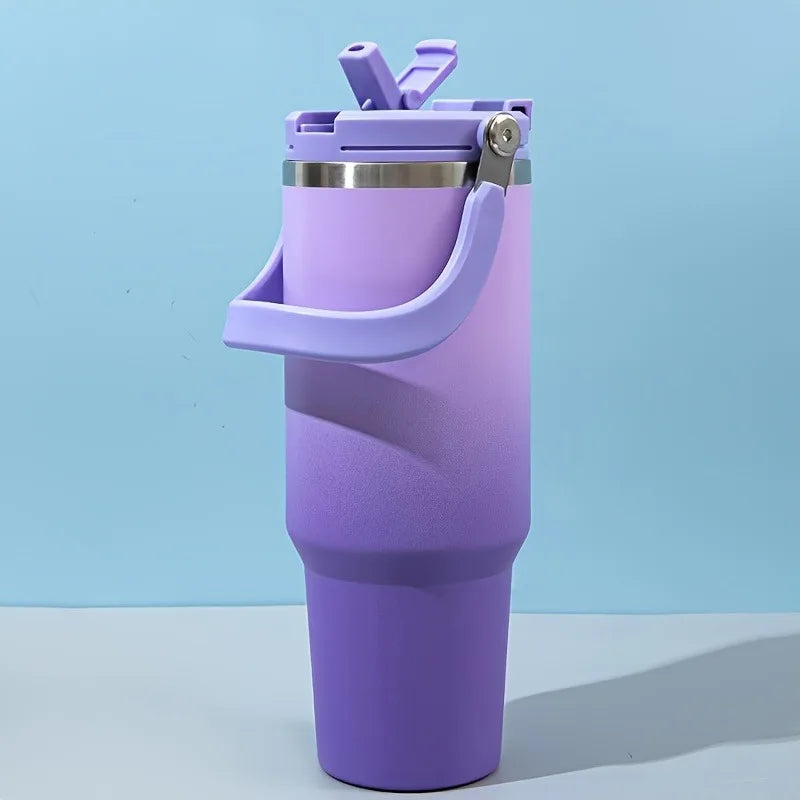 890ML Stainless Steel Thermos Cup Travel Thermos Water Bottle with Straw Keep Cold and Hot Car Coffee Cup Portable Vacuum Flask