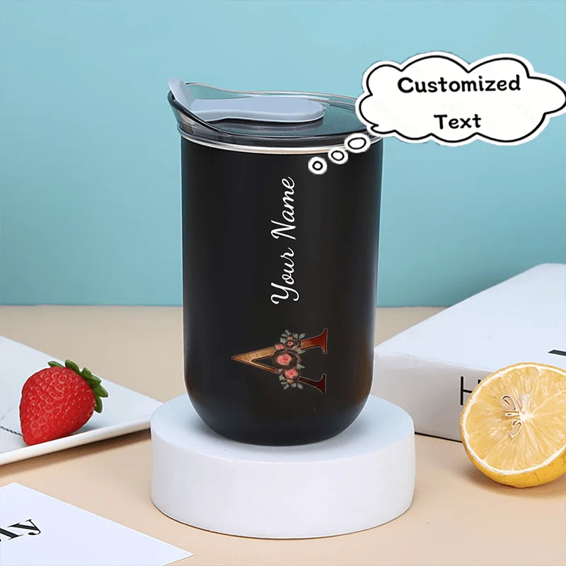 Custom Initial Letter Cup,Personalized Text Custom Stainless Steel Travel Mug,Insulated Coffee Cup for Outdoor Picnic Gift.
