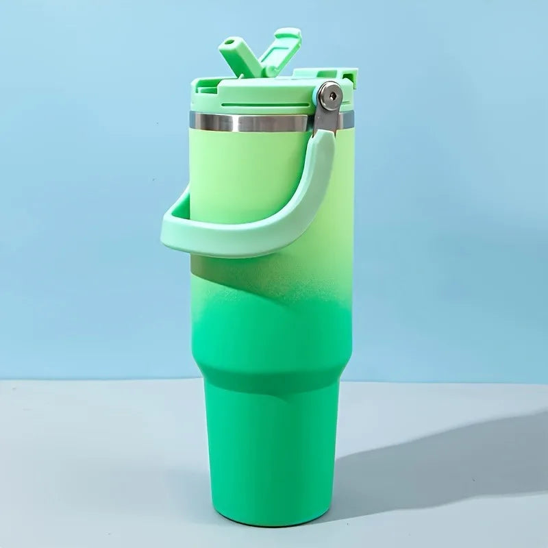 890ML Stainless Steel Thermos Cup Travel Thermos Water Bottle with Straw Keep Cold and Hot Car Coffee Cup Portable Vacuum Flask
