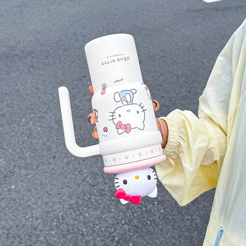 1pc Hello Kitty Insulated Car Cup (700ML) - Cute Double-Walled Cup for Cold Retention, Suitable for Outdoor & Office Use, with B