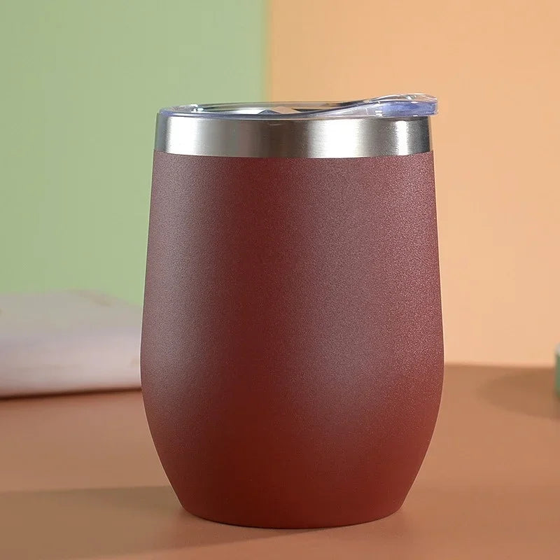 360ml Double Wall Vacuum Insulated Cup 304 Stainless Steel Eggshell Wine Tumbler for Coffee Tea Red Wine Office Home Travel