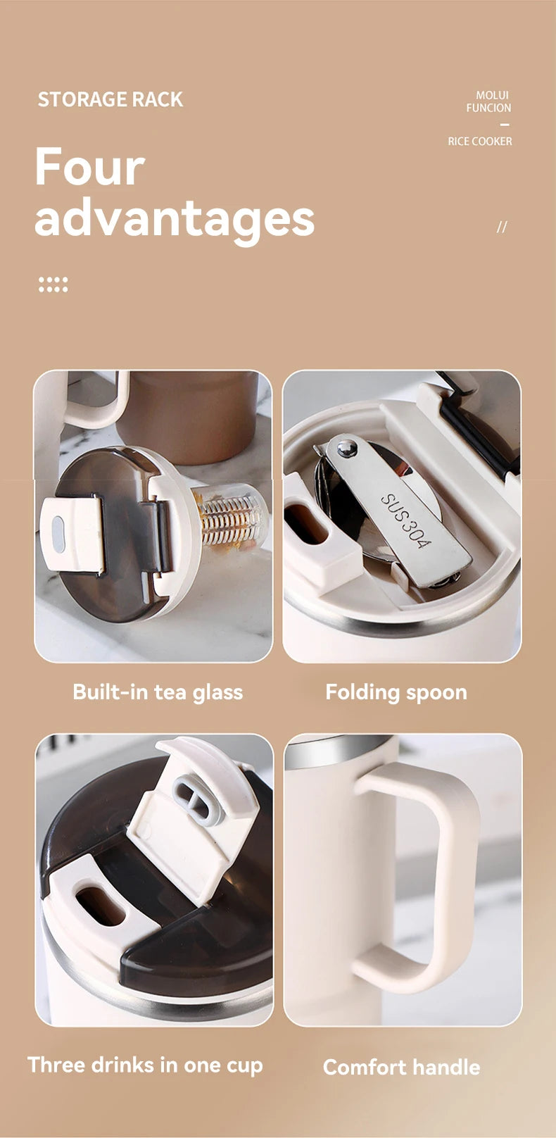 450/500ml 304 Stainless Steel Coffee Cup With Strainer & Spoon Double Wall Insulated Mug Student Portable Drinking Cup Drinkware