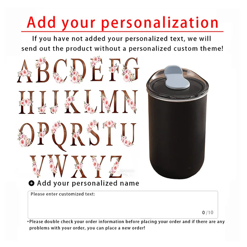Custom Initial Letter Cup,Personalized Text Custom Stainless Steel Travel Mug,Insulated Coffee Cup for Outdoor Picnic Gift.