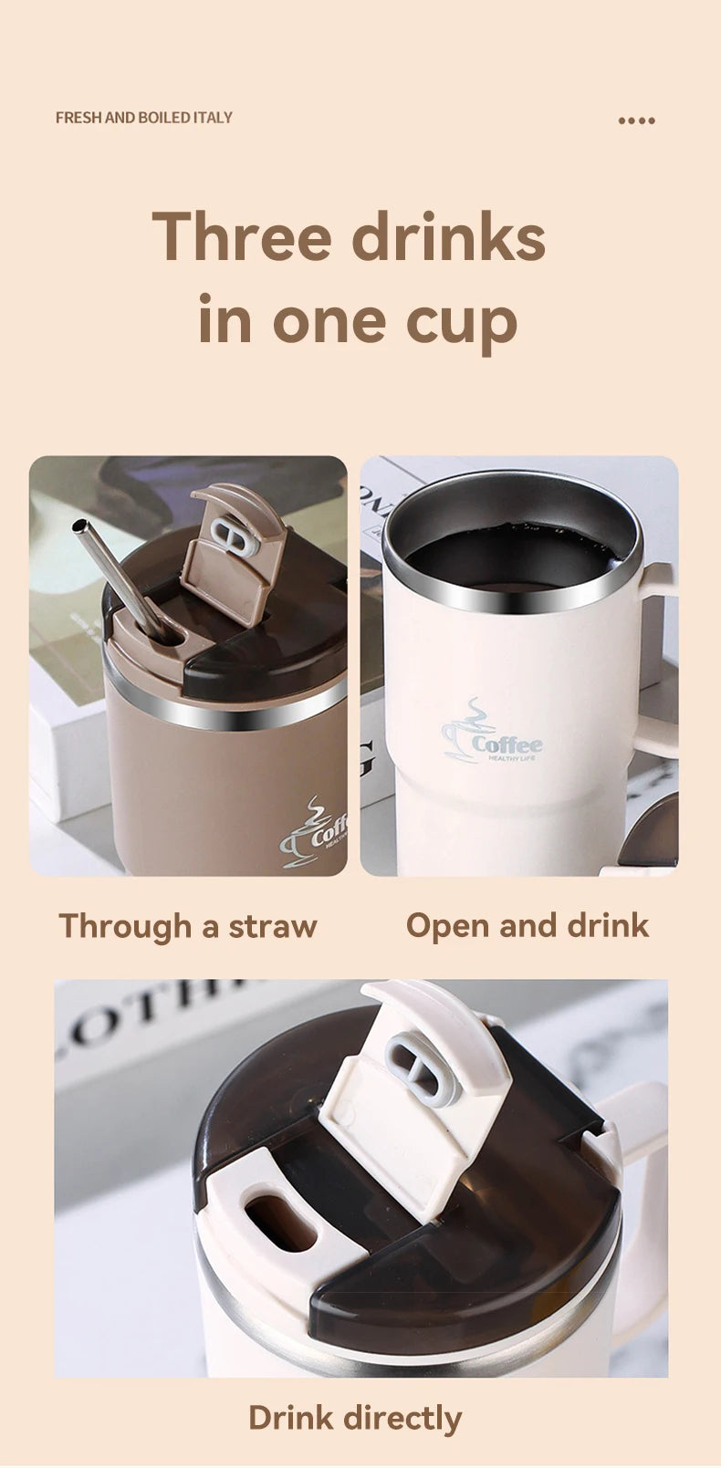 450/500ml 304 Stainless Steel Coffee Cup With Strainer & Spoon Double Wall Insulated Mug Student Portable Drinking Cup Drinkware
