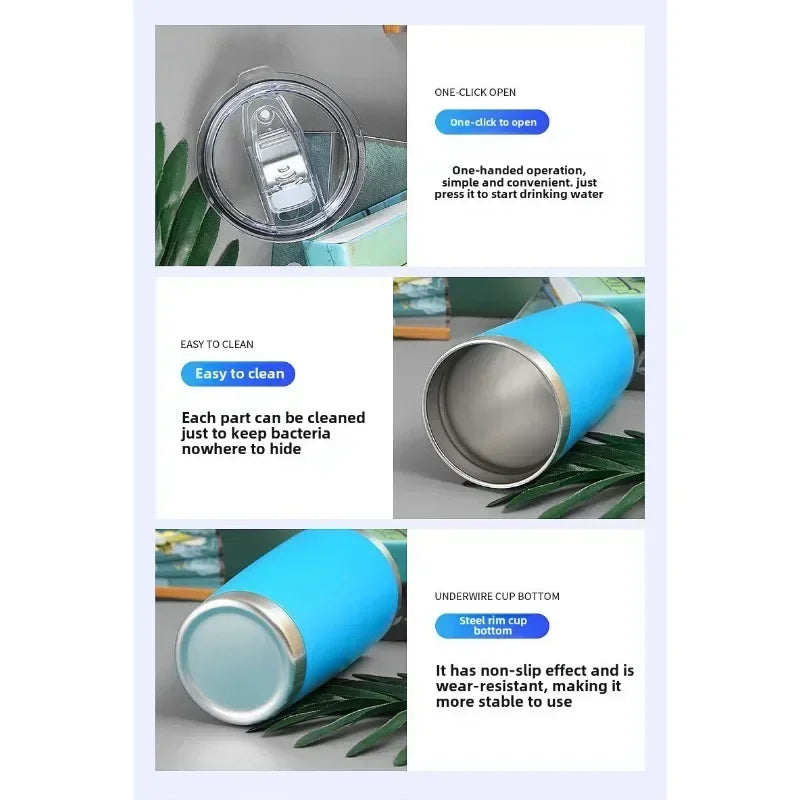 20oz High Color Double Layer Stainless Steel Insulated Cup Car Cup Ice Cream Cup Beer Cup Outdoor Portable Water Cup